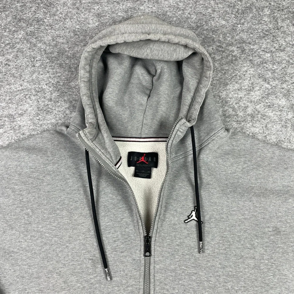 Jordan Zip Hoodie Mens 3XL Gray Jumpman Fleece Full Zip Sweatshirt